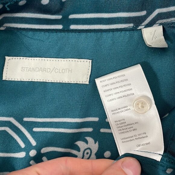 Standard/Cloth Short Sleeve Blouse Collared Hankerchief Print Blue Size Small S - Picture 12 of 14